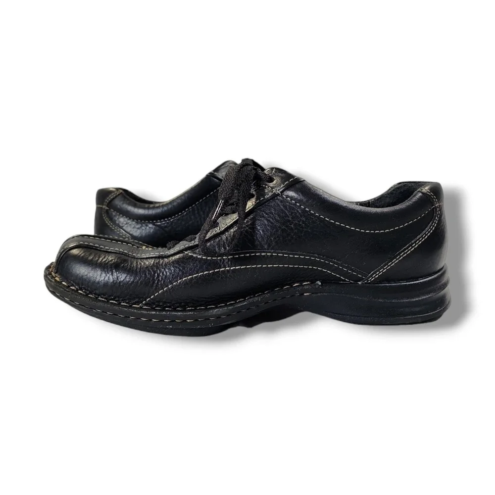 Clarks Wave 82648 Lace Up‎ Black Leather Walking Sneaker Men's 7.5